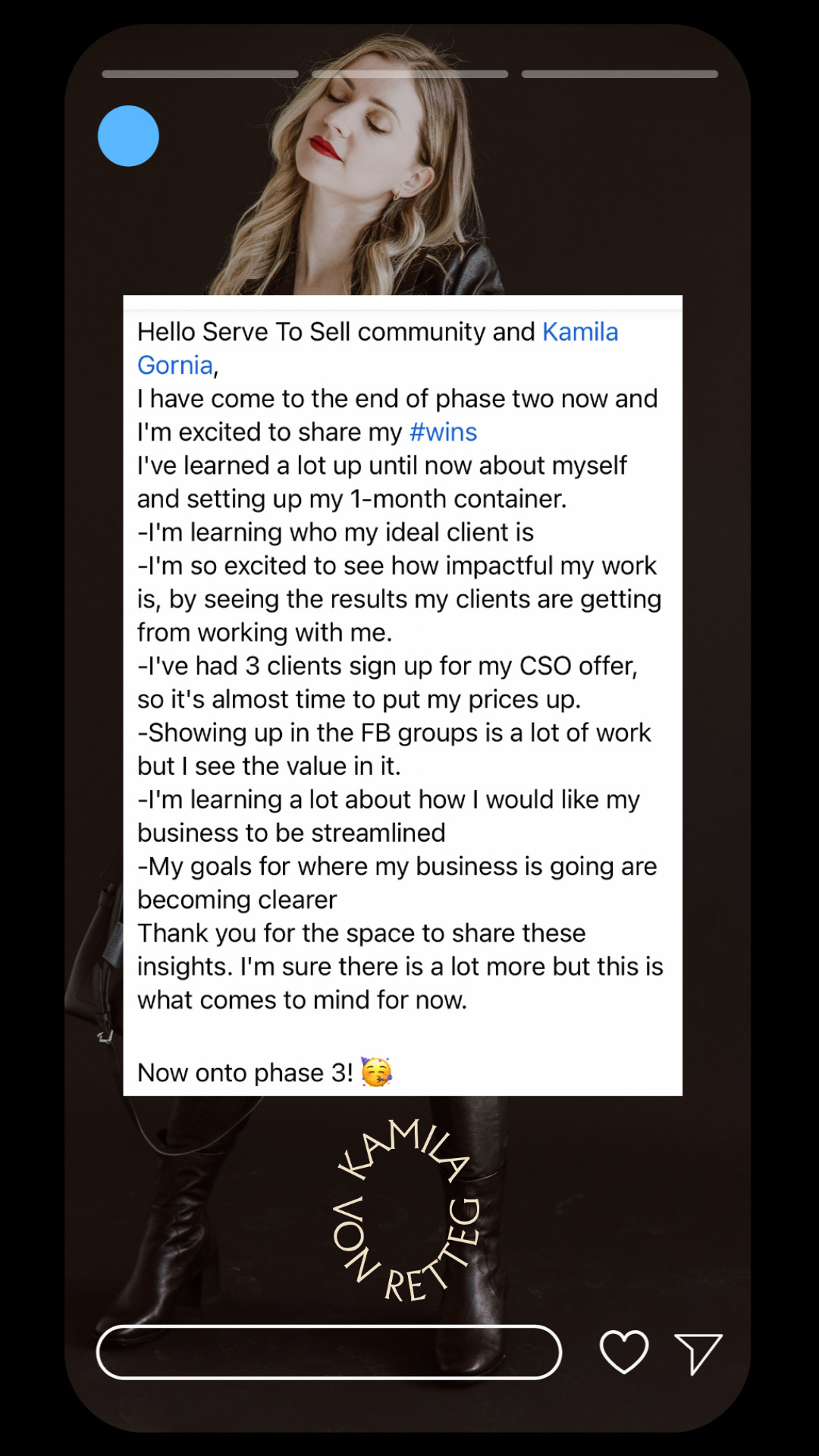 Client testimonial